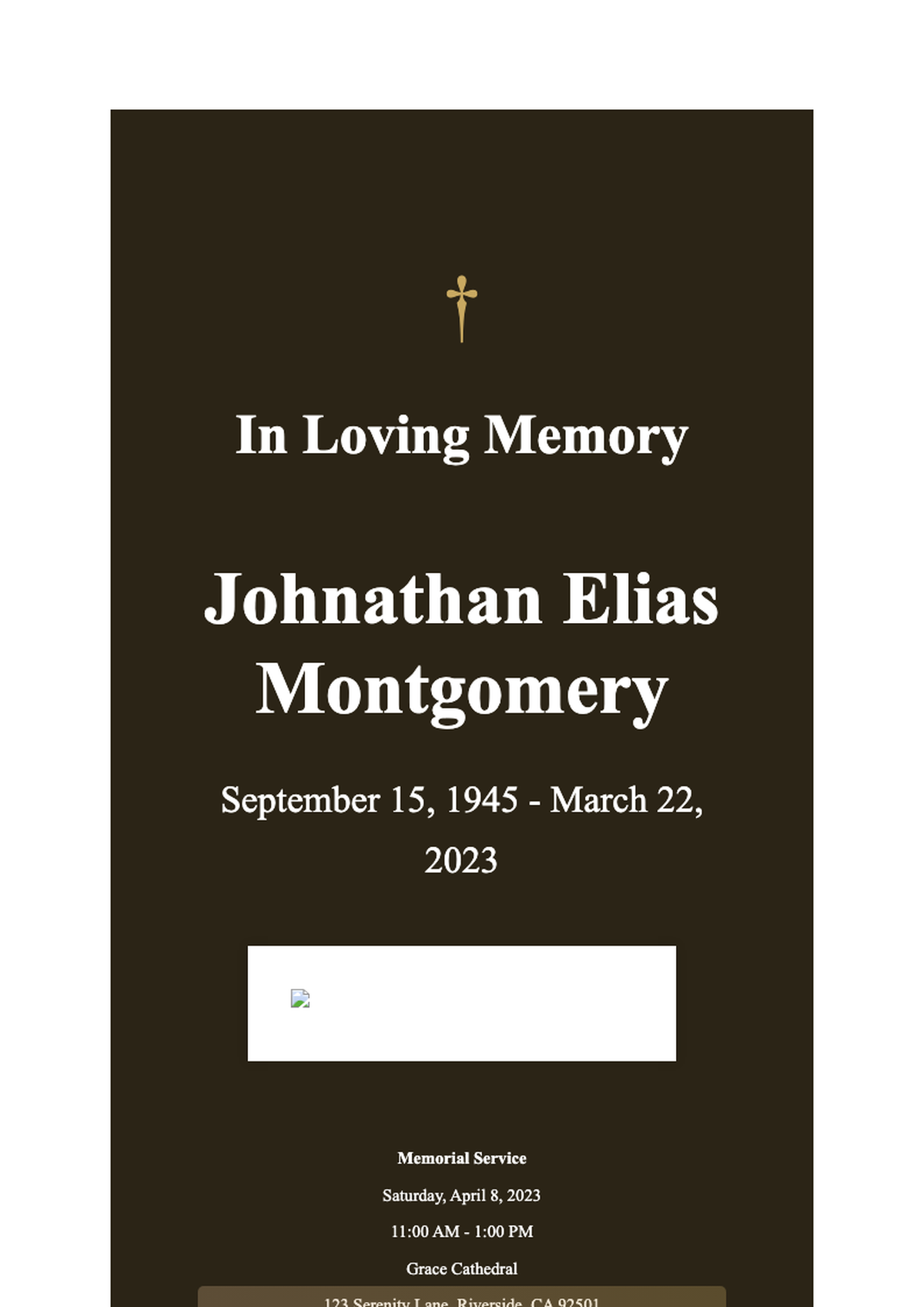 Elegant funeral program with photo and marble accents_variant_3